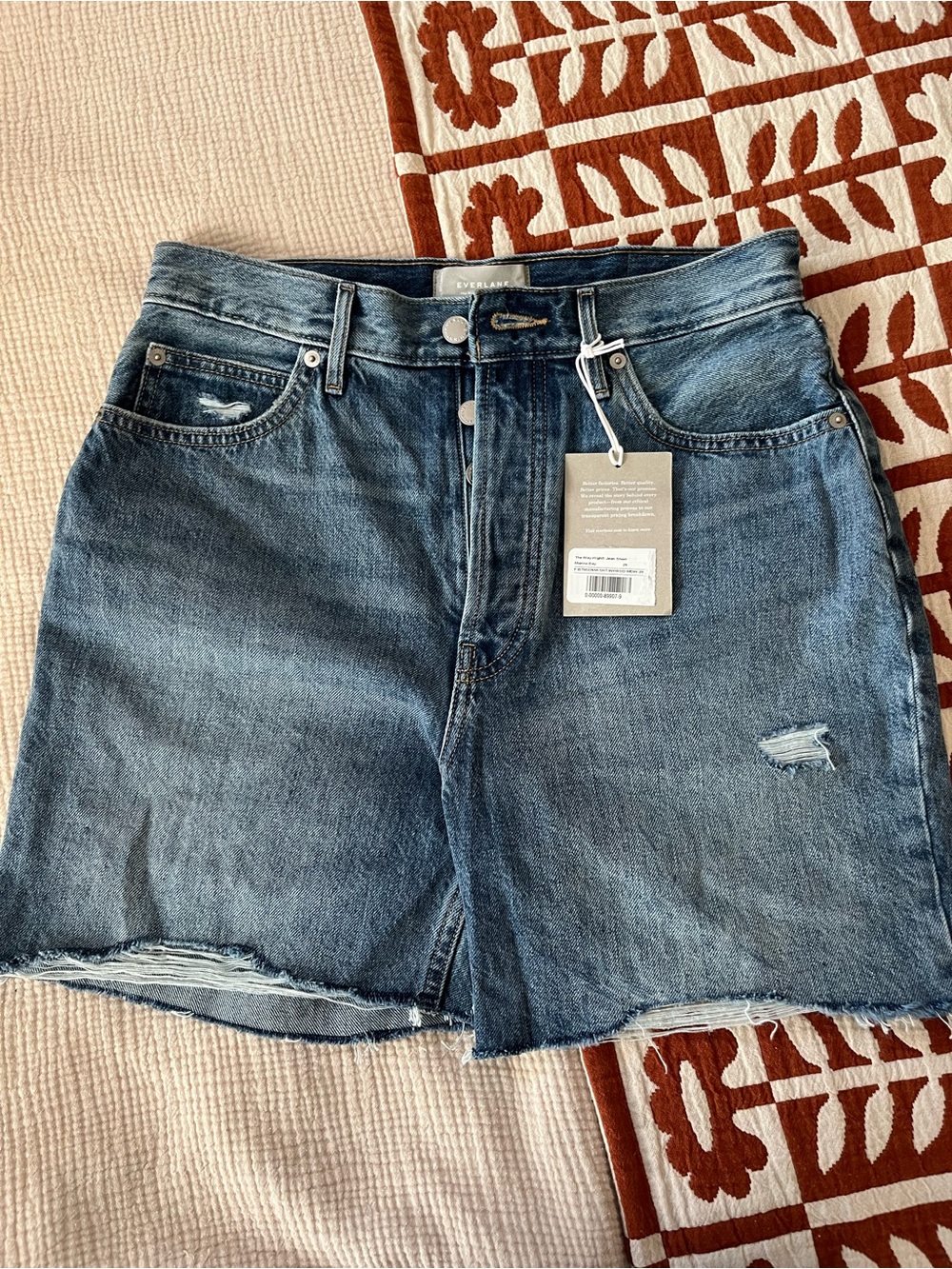 Everlane Medium Blue Button-Front Denim Shorts